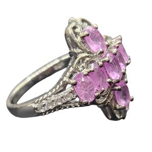 Pink Sapphire and Zircon Ring